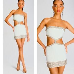 Retrofete White and Silver Mini Dress